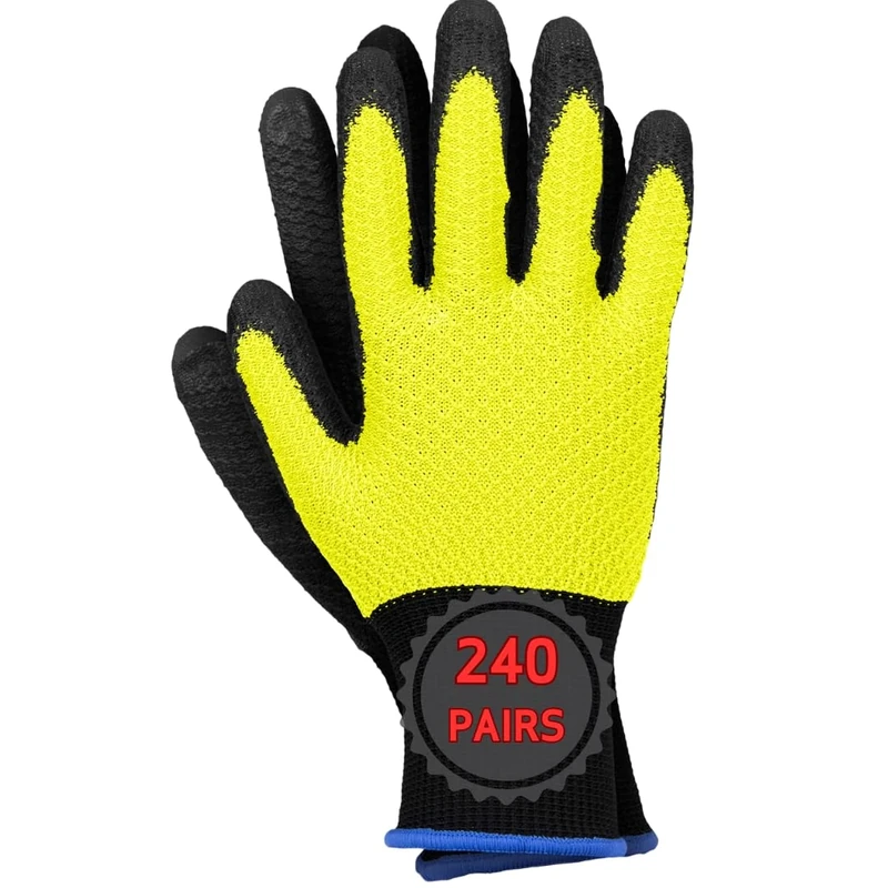 Ogrifox OX-HEXA Pack of Polyester Safety Work Protection Gloves OX.12.171, Celadon-Black, Size 6, 240 Pairs