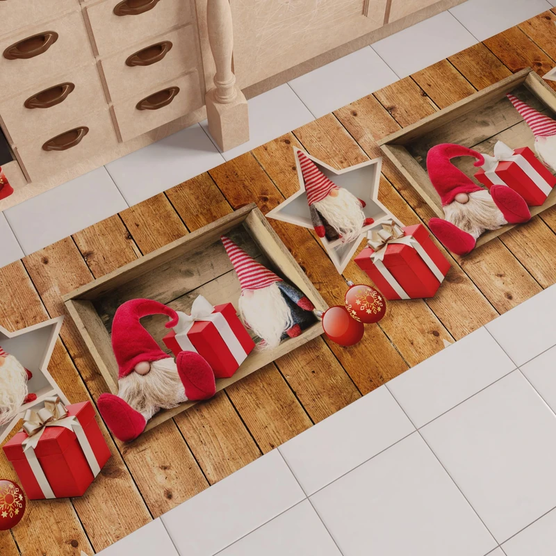 PETTI Artigiani Italiani - Christmas Kitchen Rug, Christmas Kitchen Runner, Non-Slip and Washable Christmas Kitchen Rug, 52x480 cm Elf Christmas Rug, Made in Italy - Image 1