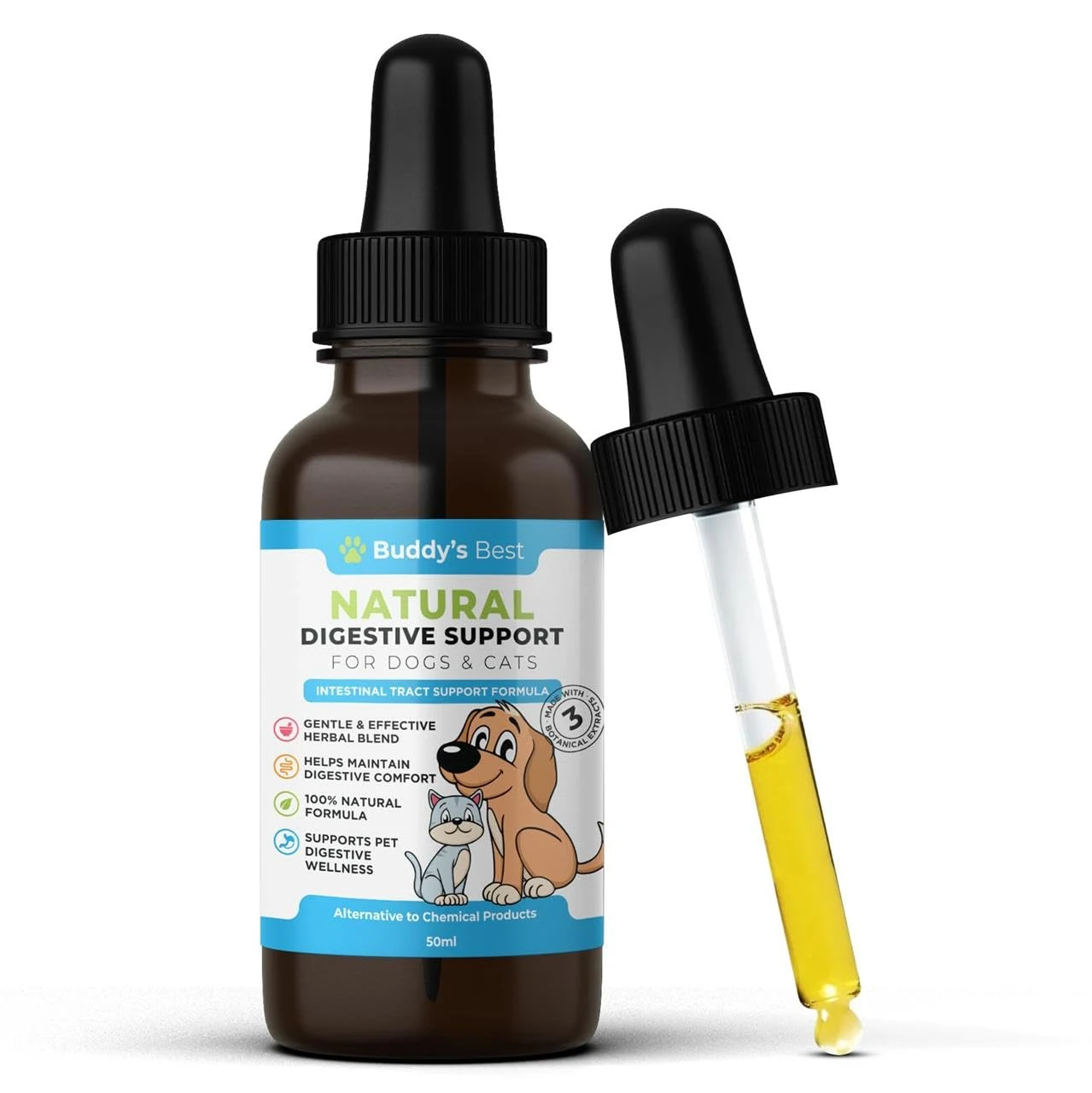 Wormwood Digestive Intestinal Support Supplement Drops for Dogs & Cats – 50ml | Designed to Support Digestive Wellness and Help Maintain a Healthy Environment | Easy-to-Use Liquid Drops