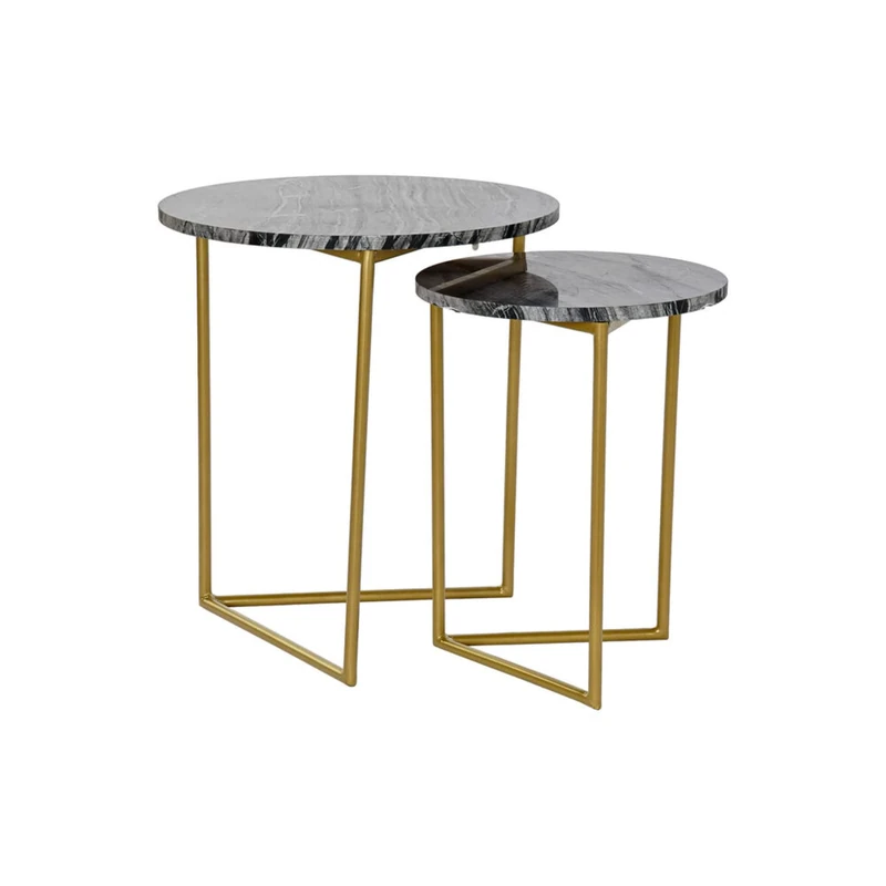 DKD Home Decor Set of 2 Tables, Metal, Black, Standard