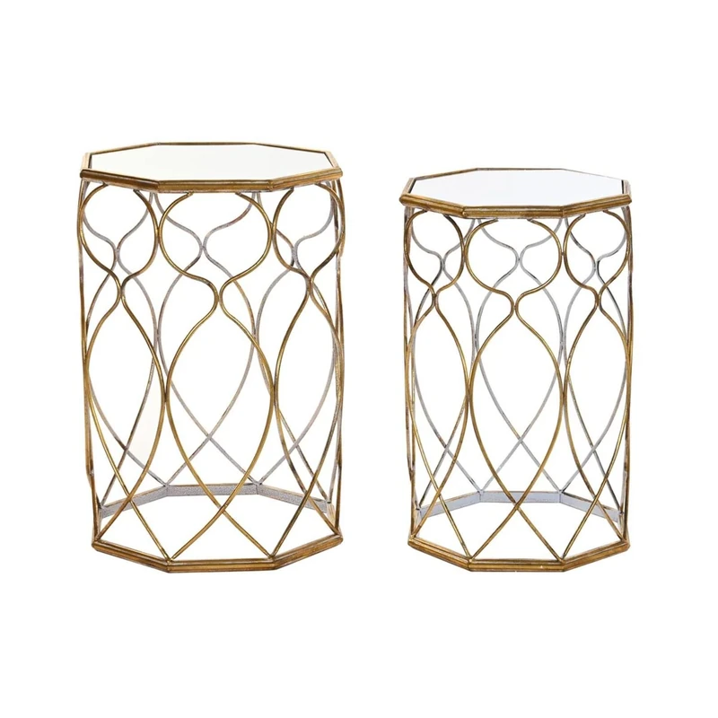 DKD Home Decor Set of 2 Tables, Metal, Gold, Standard