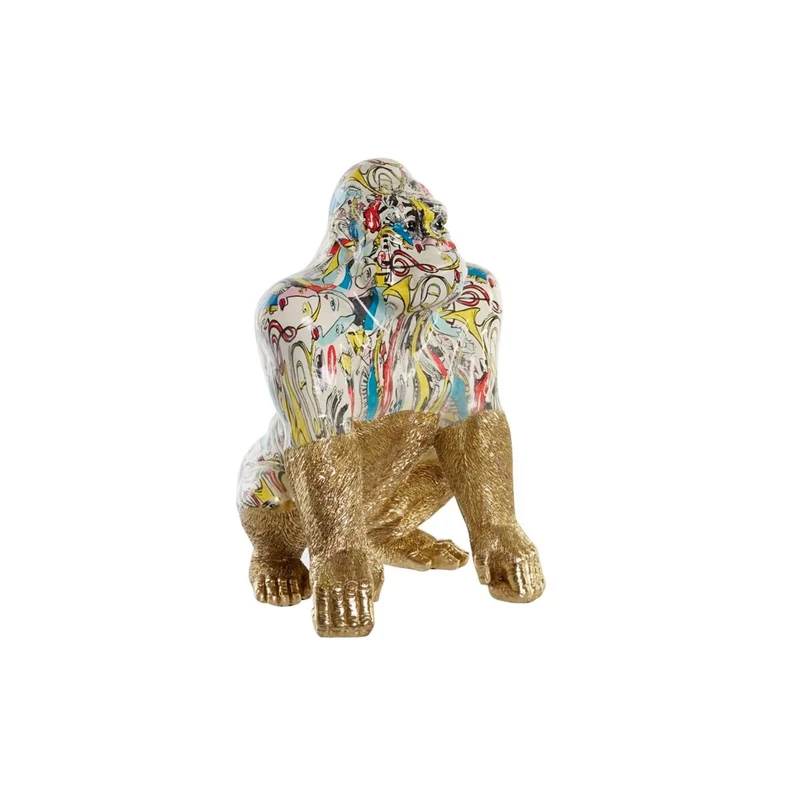 DKD Home Decor Decorative Figure 28.5 x 26.5 x 41 cm Golden Multicolor Gorilla