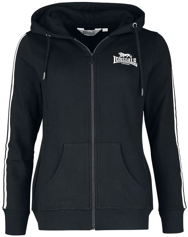 Lonsdale Women's Windygates Sweat Jacket, Black/White, L