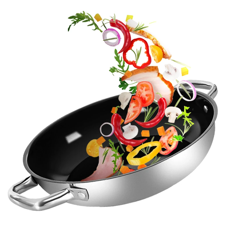 Ribelli Serving Pan Diameter 28 cm with Ceramic Coating Without PFAS, Frying Pan Stainless Steel, Induction Pan with Stainless Steel Handles, Suitable for Ovens