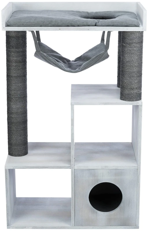 Cat tree with shelf function, 72 × 110 × 38 cm, grey
