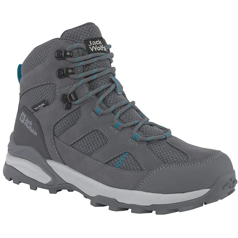 Jack Wolfskin Women's Trail Hiker Texapore MID W Hiking Shoe, Tarmac Grey/Light Blue, 43 EU, Tarmac Grey Light Blue, 10 UK