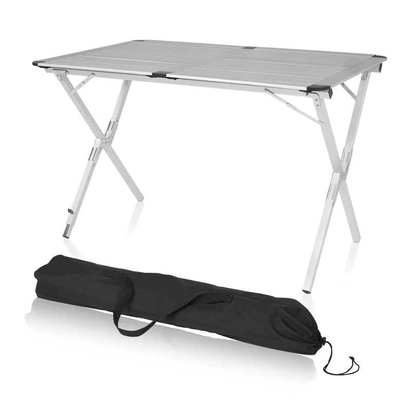 Campart Roll-Up Aluminium Table Louisiana - 110 x 70 x 70 cm - Storage Bag Included -TA-0413