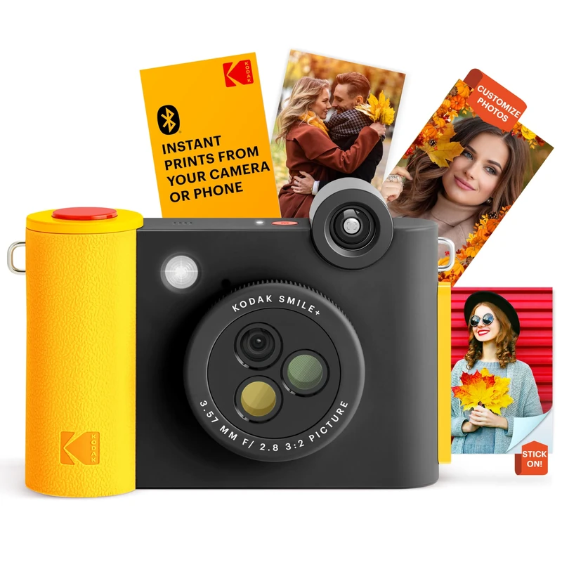 KODAK Smile+ 2-in-1 Digital Instant Print Camera & Wireless Bluetooth Photo Printer - 10MP, Special-Effect Rotating Lens, Zink 2x3 Inch Sticky-Back Photos, Print via Fun App from Smart Devices - Black