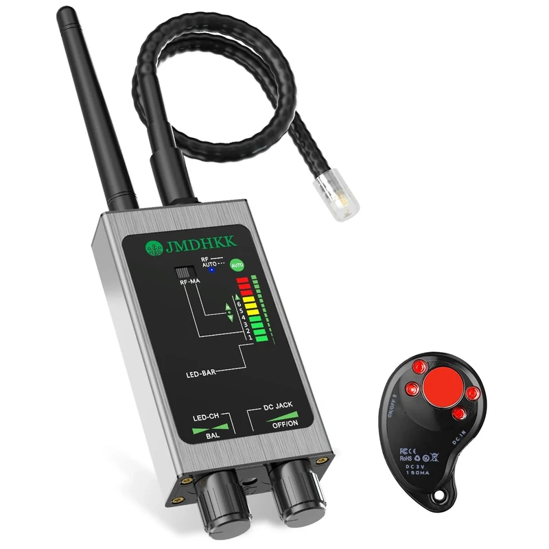 JMDHKK M8000 Hidden Camera Detector, Camera Finder,Bug Detector, Magnetic Tracker Detector, Portable Privacy Protection Device for Travel, Hotels, Vehicles, Offices, and Fitting Rooms (Silver)