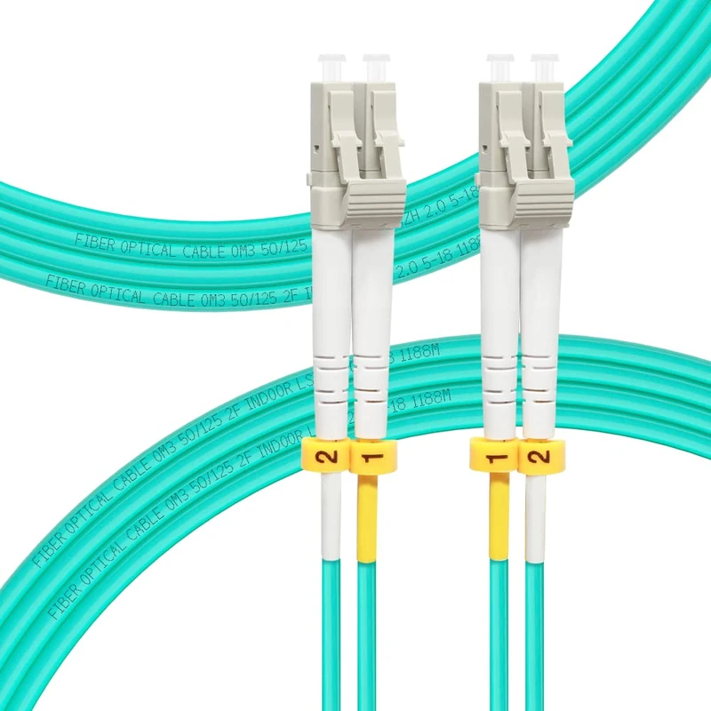 FLYPROFiber Fiber Patch Cable, OM3 LC to LC 3M-10PACK | Length Options: 0.2m-10m, 10GB Duplex LC-LC 50/125um Multimode Fiber Optic Cable Cord LSZH 3M(10ft)