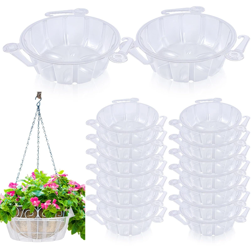 Marsui 20 Pcs Hanging Plant Basket Drip Trays 10 Inch Plastic Plant Water Tray Plant Saucer Drip Pan Hanging Pots Plant Water Catcher Clear Plant Hangers for Hanging Planter Outdoor Indoor - Image 1