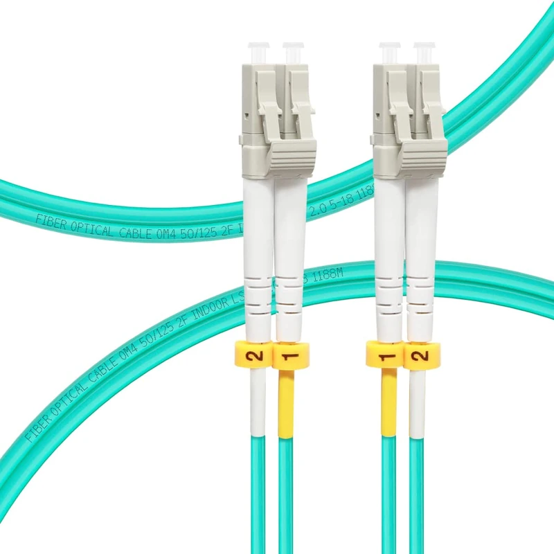 FLYPROFiber OM4 LC to LC Fiber Patch Cable 10 Pack, 1M-10PACK | Length Options: 0.2m-10m, 40GB/100GB Duplex LC-LC 50/125um Multimode Fiber Optic Cable Cord LSZH 1M(3ft)