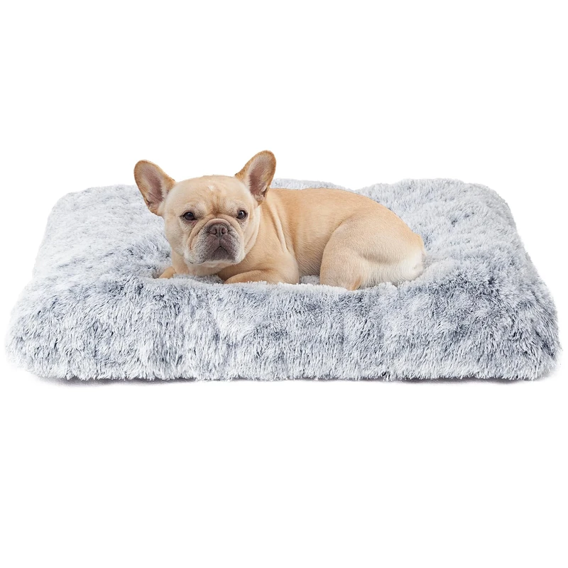 EHEYCIGA Fluffy Dog Crate Bed Medium, Calming Anti-Anxiety Pet Bed, Washable Mattress with Anti-Slip Bottom