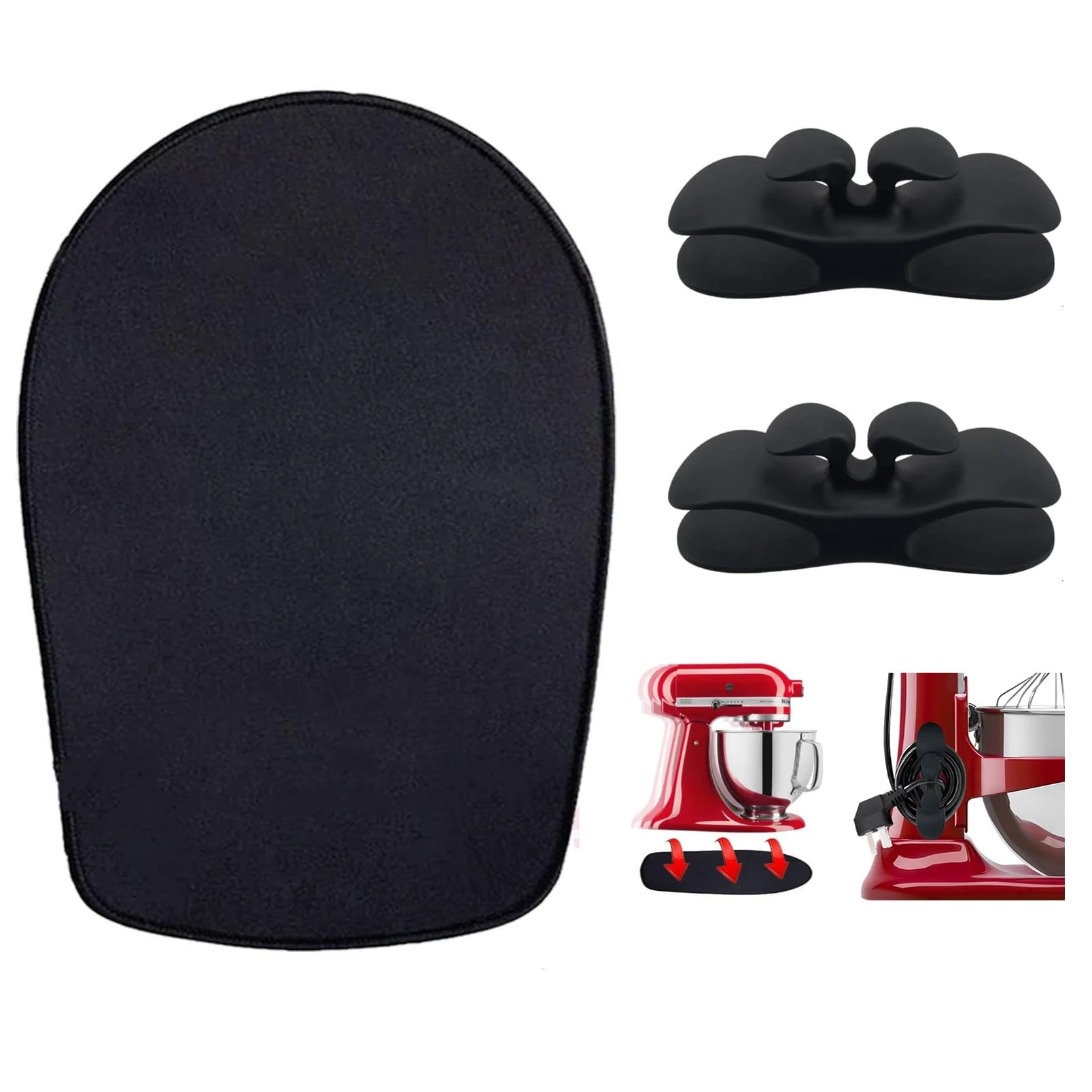Oudizz Kitchen Appliance Sliding Mats for KitchenAid Stand Mixer and 2 Cord Organiser for Kitchen Appliances - Sliding Mats Compatible with 4.5-5 Qt Tilt-Head Stand Mixer