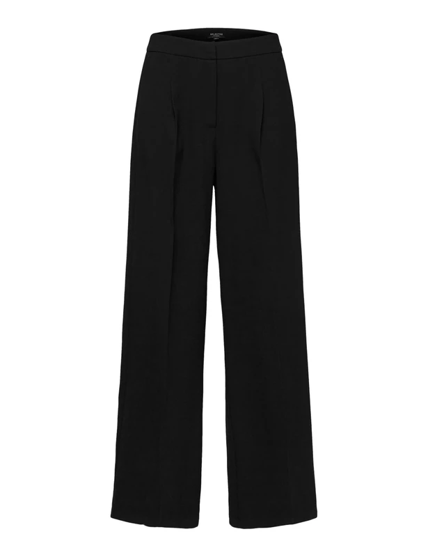 SELECTED FEMME Women's Slftinni Mw Wide Pant N Noos, Black, 36W x 32L