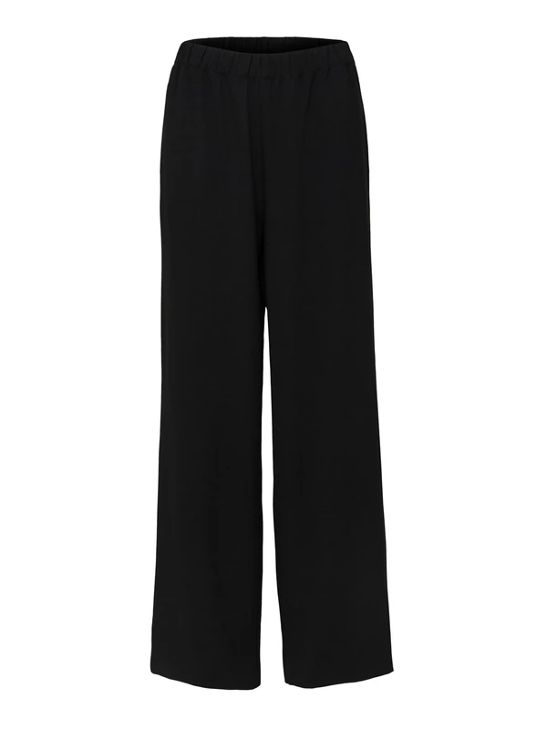 SELECTED FEMME Women's SLFTINNI-Relaxed MW Wide Trousers N NOOS, Black, 40W x 30L