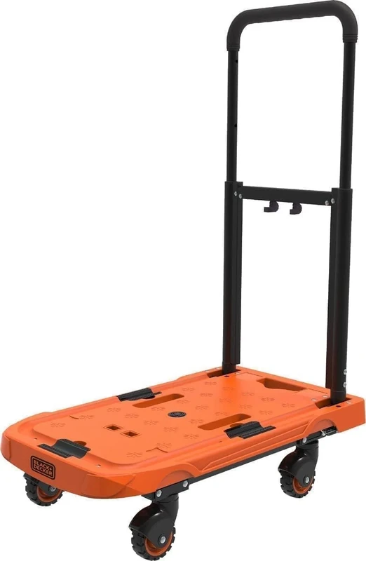 Black+Decker Foldable Trolley - Transport Trolley - Max. 90 kg - Height-Adjustable Handle - 61.4 x 37 x 3 x 89.4 cm - Orange