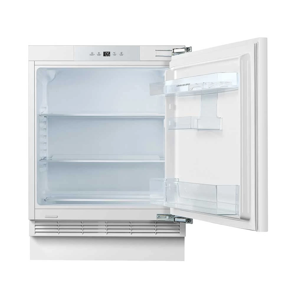 Cookology CBULF601 138 Litre Capacity Integrated Built In under counter Larder Fridge, Adjustable Temperature Control and Legs, Reversible Door, LED Interior Light - White