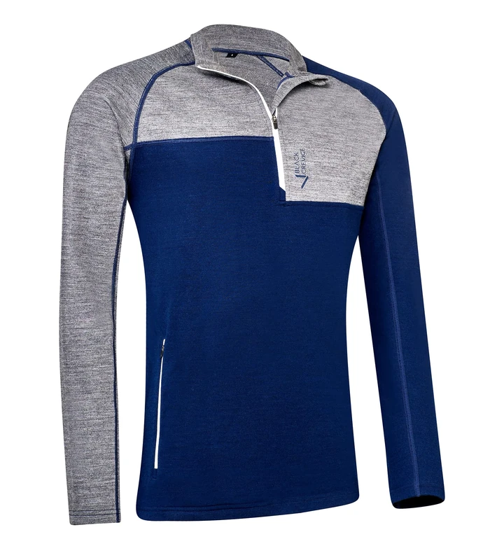 Black Crevice Men's Merino Ski Jumper, Grey/Navy, L
