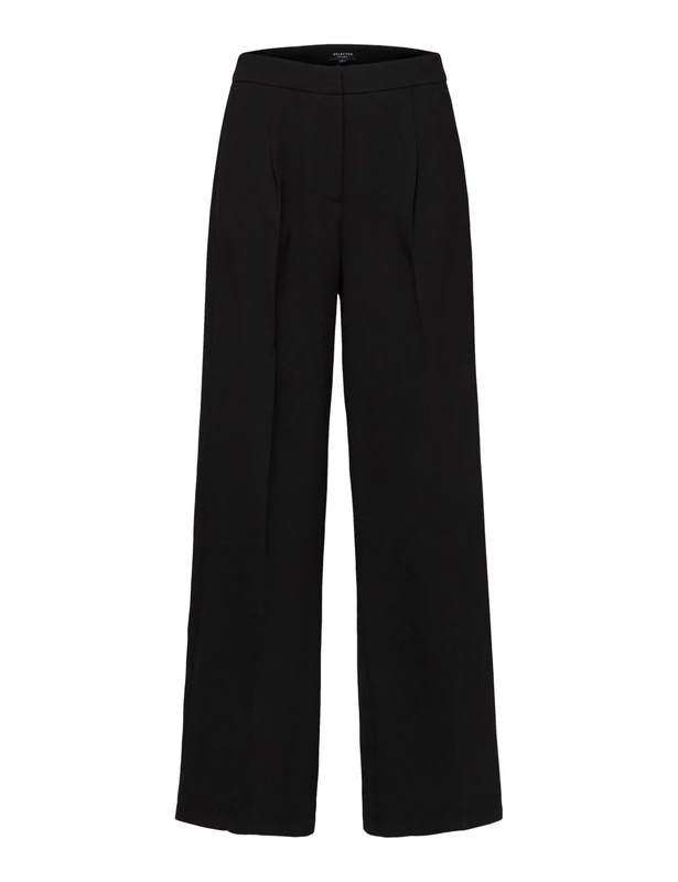 SELECTED FEMME Women's Slftinni Mw Wide Pant N Noos, Black, 40W x 32L
