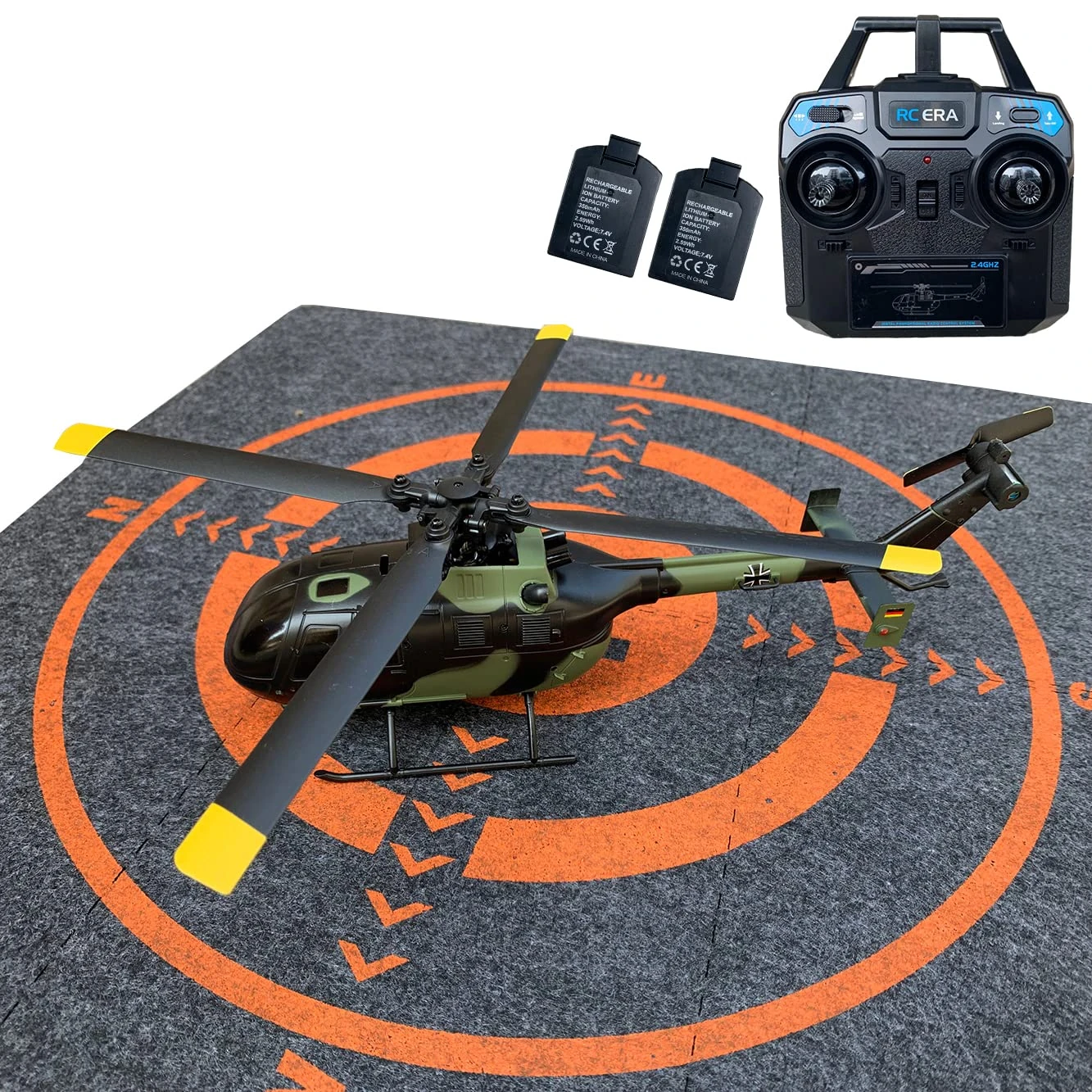 Ssccgym RTF Remote Helicopter Plane Aircraft Mini 4 Channel RC Military Reconnaissance Model with Double Battery Parking Apron