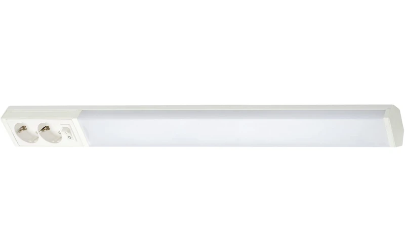 AIRAM Handy 750mm LED Under-Cabinet Luminaire IP21, 11W 830/840 DSO Worktop Light with Double Socket in White - Image 1