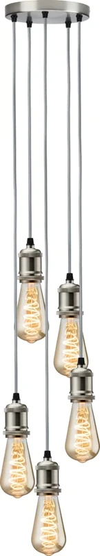 Calla - 230V E27 Vintage 5 Light Pendant - Brushed Chrome