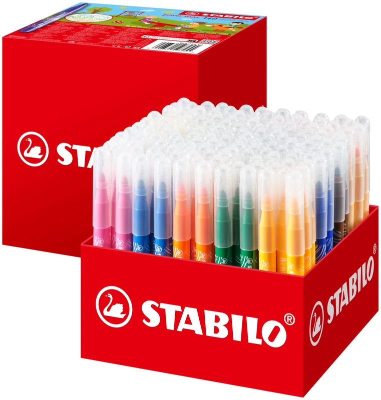 STABILO power max - Extra-Thick Fibre-Tip Pen - Classpack of 140 - with 18 Assorted Colours