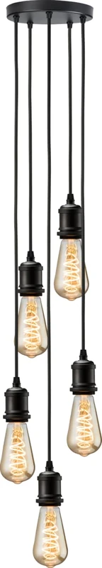Calla - 230V E27 Vintage 5 Light Pendant - Matt Black