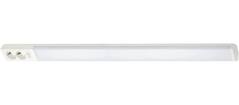 AIRAM Handy 1,100mm LED Under-Cabinet Luminaire IP21, 14W 830/840 DSO Worktop Light with Double Socket in White