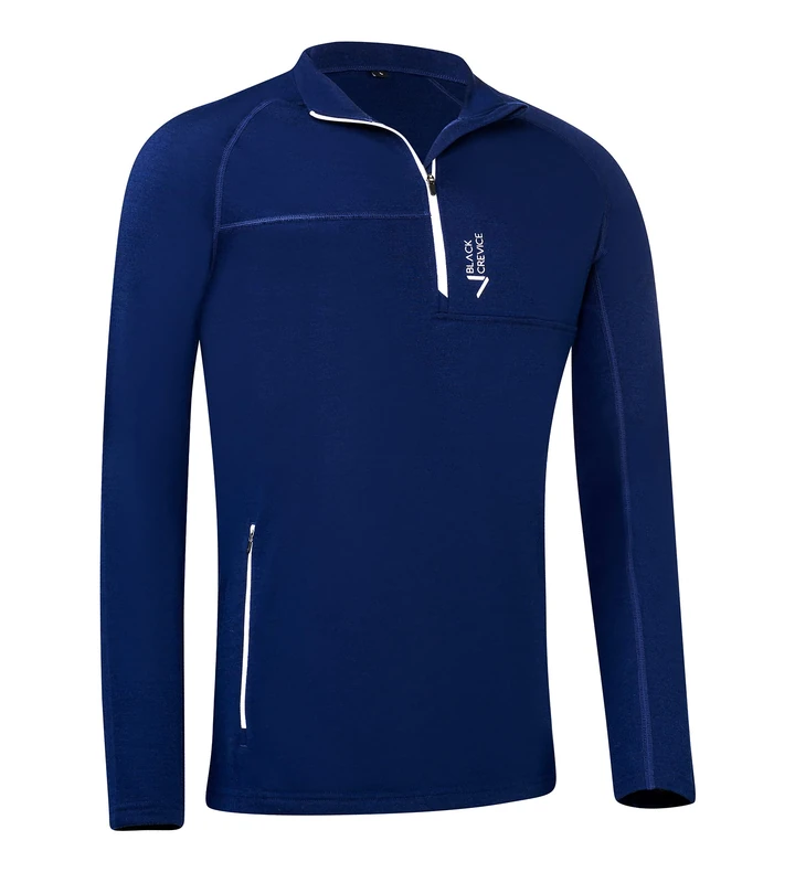 Black Crevice Men's Merino Ski Jumper, Navy, S
