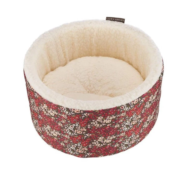 Laura Ashley Libby Floral Pattern Machine Washable Sustainable Thermal Filling Cat/Kitten Cosy Bed 42 cm