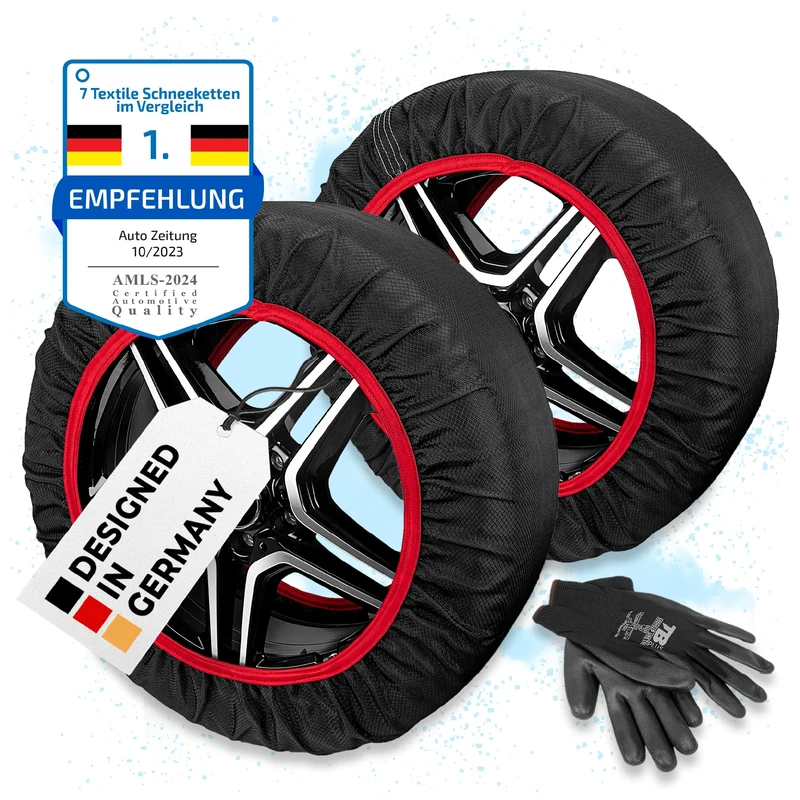 Heyner® Snow Chains Textile Snow Chains Traction Aid Fabric Chains Snowsocks Set of 2 Size XL 14-21 Inches