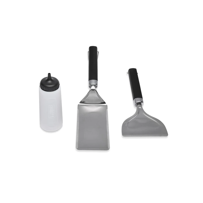 Weber Grill Plate Accessory Starter Set, 3-piece, consists of grill plate turner, stainless steel scraper & squeeze bottle planchas/grill plates (6777)