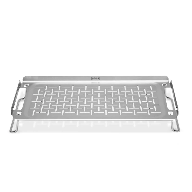 Weber Warming Rack (42 x 20cm), for Plancha/Flat Top Grill Plates, made of Stainless Steel, foldable legs, dishwasher safe, ideal for keeping food warm - Silver (6784)