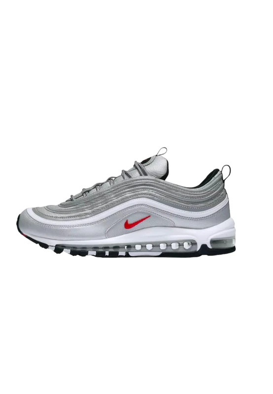 NIKE Women's Nike Air Max 97 Sneaker, Metallic Silver Varsity Red White Black, 5 UK