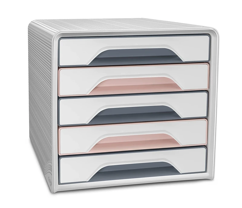 CEP Smoove Mineral 5 Drawer Storage Box with 5 Flat Drawers, Powder Pink