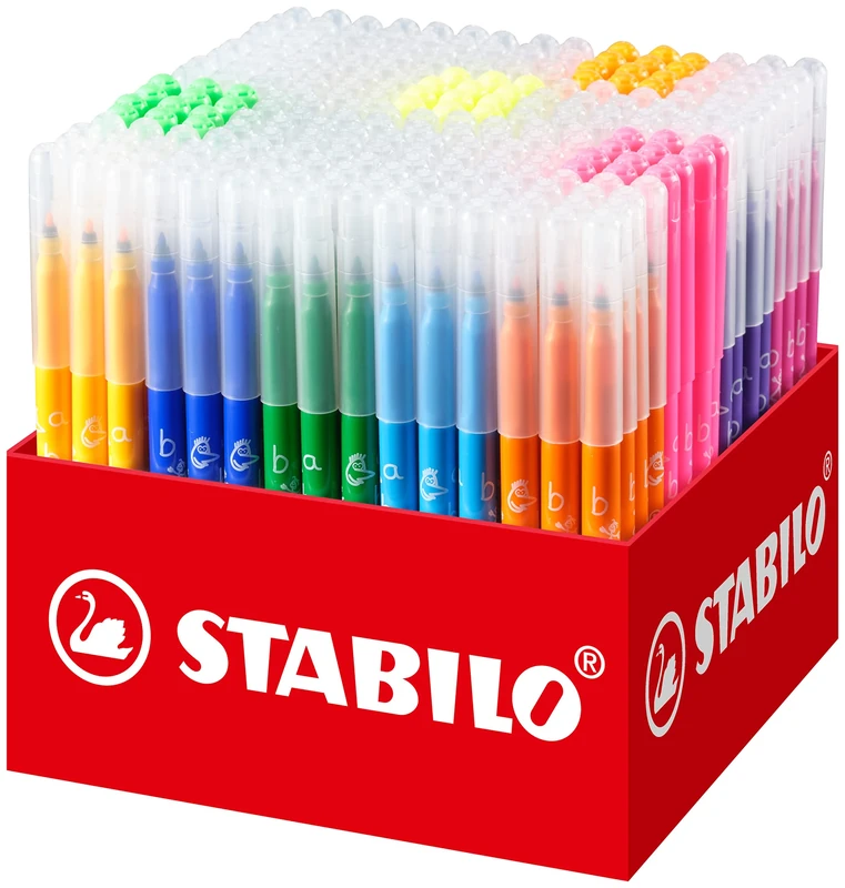 STABILO Trio A-Z - Fibre-Tip Pen with Triangular Grip Zone - Classpack of 240 - with 20 Assorted Colours