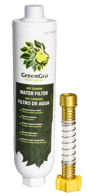 GreenGro Large Capacity Water Filter for Garden & Water Hoses - Removes Calcium, Chloramine, Chlorine, Heavy Metals/Pond Dechlorinator/Organic Gardening/Hydroponic Reservoir & Tank