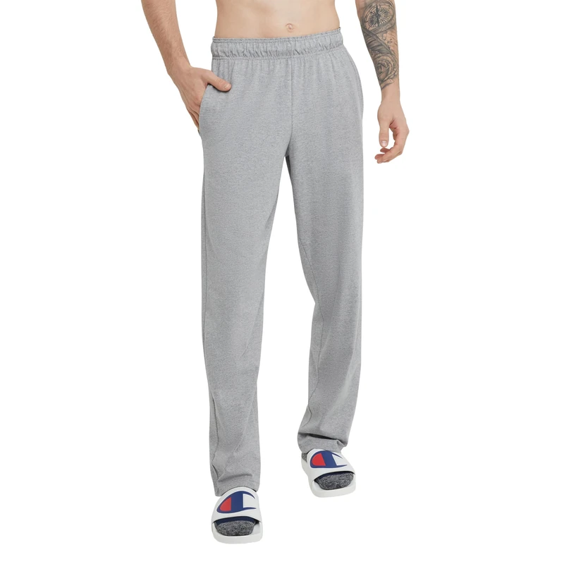 Champion Men's, Lightweight Open-Hem Lounge, Jersey Pants (Reg. Or Big & Tall) Track, Oxford Gray C Patch Logo, X-Large