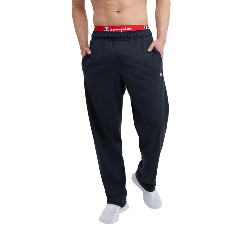 Champion Men's, Lightweight Open-Hem Lounge, Jersey Pants (Reg. Or Big & Tall) Track, Navy C Patch Logo, XX-Large