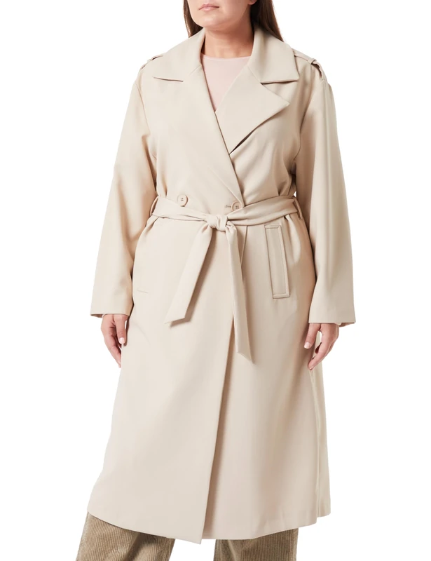 Sisley Women's Coat 2MT4LN02N Trench Coat, Light Beige 3A6, 34, Light Beige 3a6, XS/S