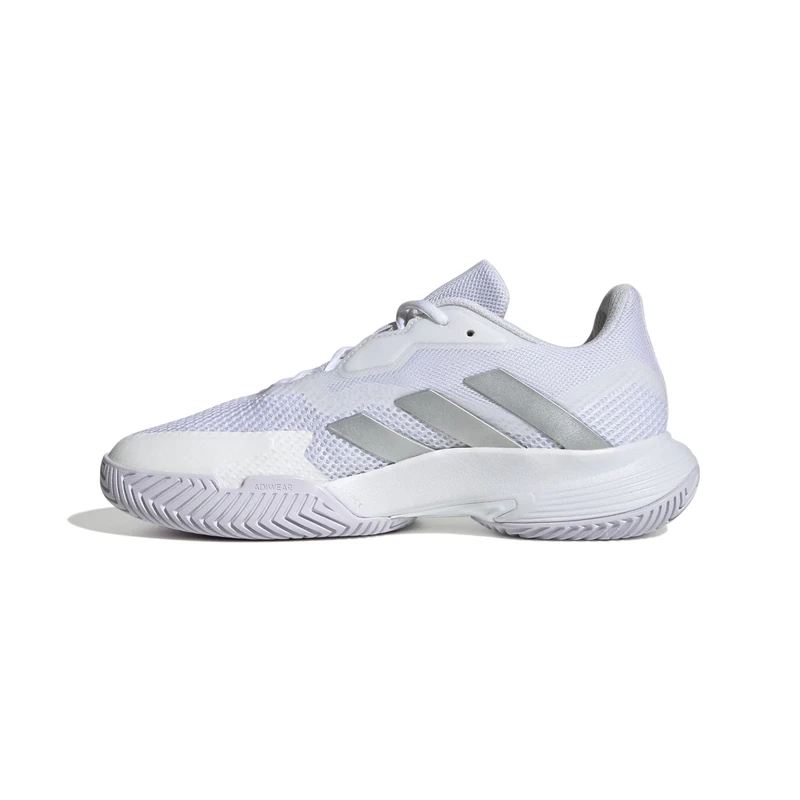 adidas Women's CourtJam Control Tennis Shoes, Cloud White/Silver/Cloud White, 8 UK