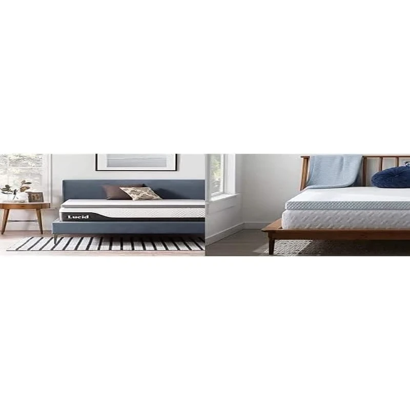 LUCID 5 cm Bamboo Charcoal Memory Foam Mattress Topper – Activated Charcoal – with Mattress Topper Cover – Soft and Breathable – European Single (90 x 200 cm)