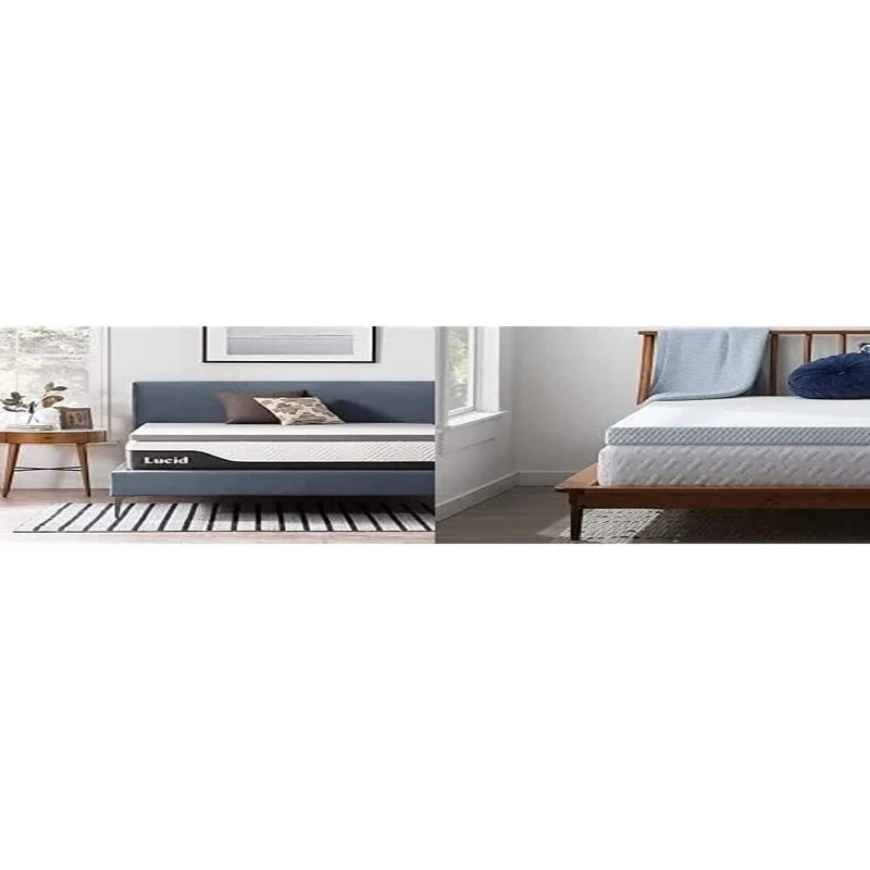 LUCID 5 cm Bamboo Charcoal Memory Foam Mattress Topper – Activated Charcoal – with Mattress Topper Cover – Soft and Breathable – King size (150 x 200 cm)