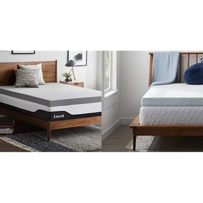 LUCID 10 cm Bamboo Charcoal Memory Foam Mattress Topper – Activated Charcoal – with Mattress Topper Cover – Soft and Breathable – European Single (90 x 200 cm)