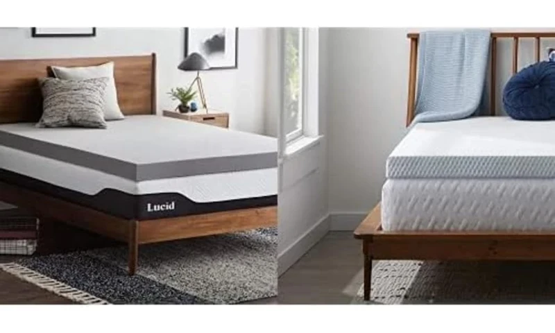 LUCID 10 cm Bamboo Charcoal Memory Foam Mattress Topper – Activated Charcoal – with Mattress Topper Cover – Soft and Breathable – Single Bed (90 x 190 cm)