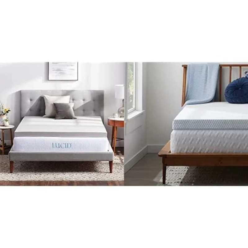 LUCID 7.5 cm Bamboo Charcoal Memory Foam Mattress Topper – Activated Charcoal – with Mattress Topper Cover – Soft and Breathable – King size (150 x 200 cm)