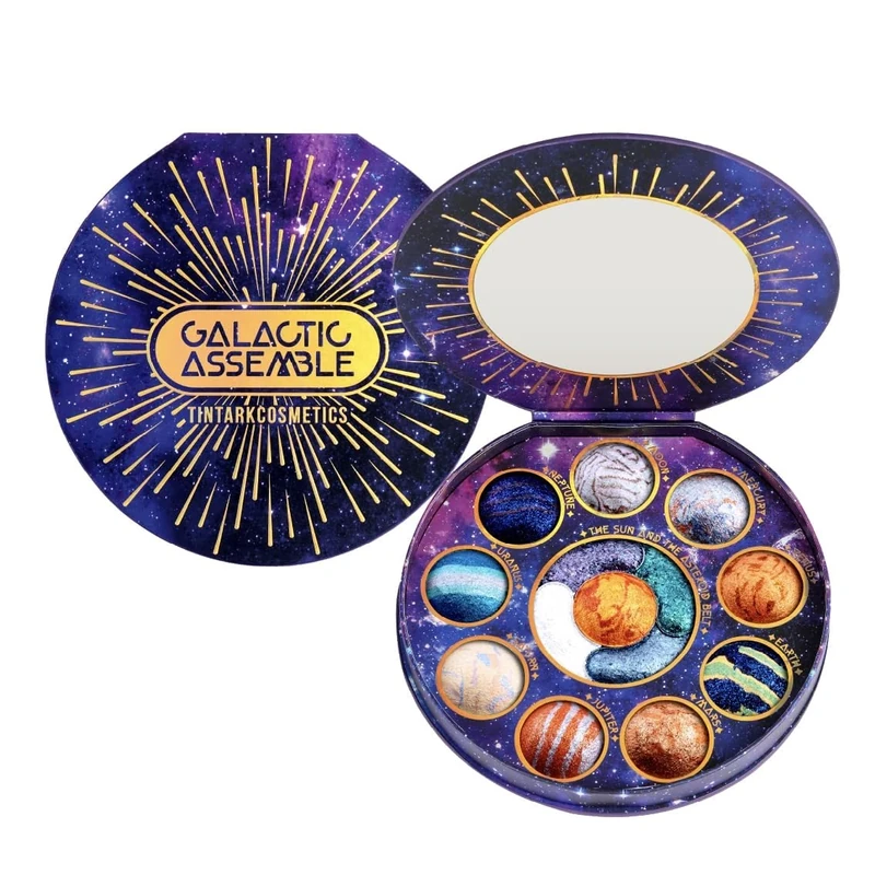 Galactic Assemble Eyeshadow Palette – Solar System Inspired 3D Planet Design, 14 Handcrafted Shimmer & Metallic Shades with Creamy Wet Texture, High-Pigmented Makeup Palette Gifts for Women & Girls