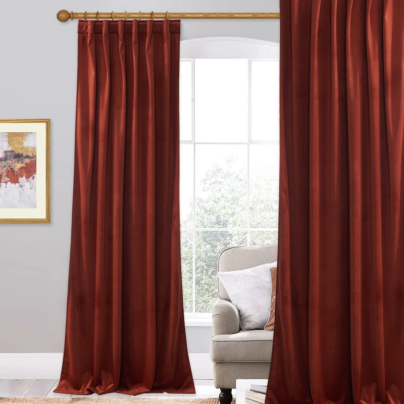 StangH Rust Curtains 96 inches for Living Room Doorway, Super Soft Velvet Room Darkening Privacy Protect Door Panels for Bedroom Dining Room Closet, W52 x L96 inches, 1 Panel, (SHUSCBR5SD1-5296C38) - Image 1